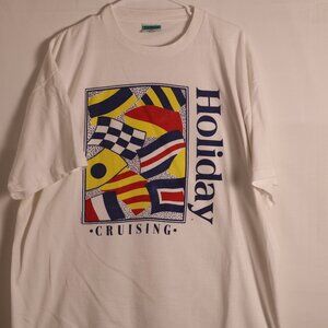 Vintage Early 90’s Holiday Cruising T Shirt Size 2XL Single Stitch Art Flags USA